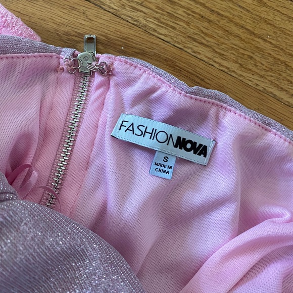 Pink Metallic Ruched Bodysuit - Picture 2 of 4